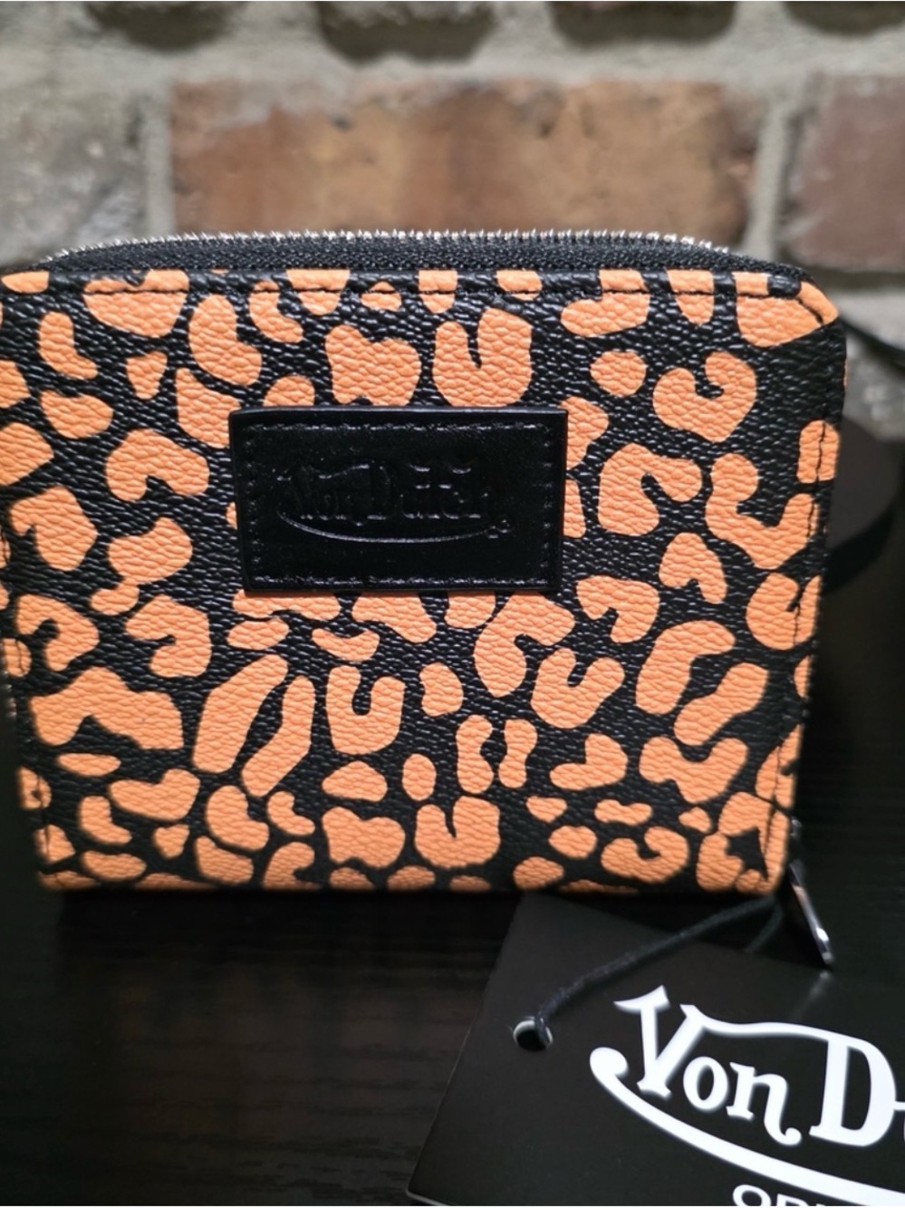 Von Dutch Leopard Print Zip Wallet Orange or Green